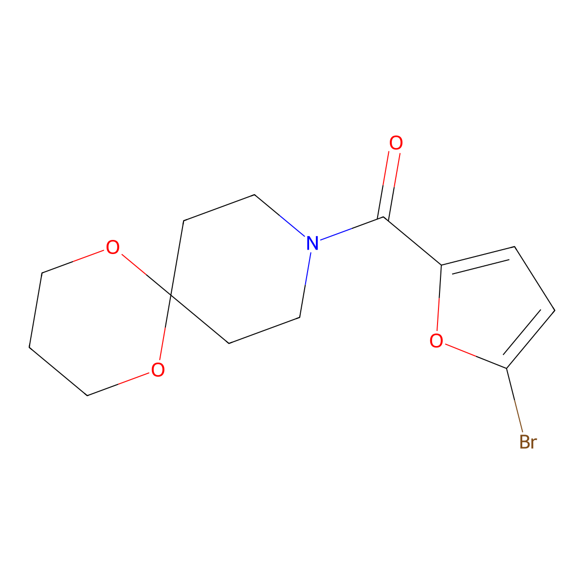 (5-Bromofuran-2-yl)(1,5-dioxa-9-azaspiro[5.5]undecan-9-yl)methanone molecular structure, CAS 1351609-81-8