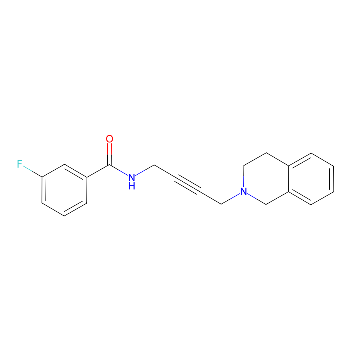 N-(4-(3,4-dihydroisoquinolin-2(1H)-yl)but-2-yn-1-yl)-3-fluorobenzamide molecular structure, CAS 1351609-83-0