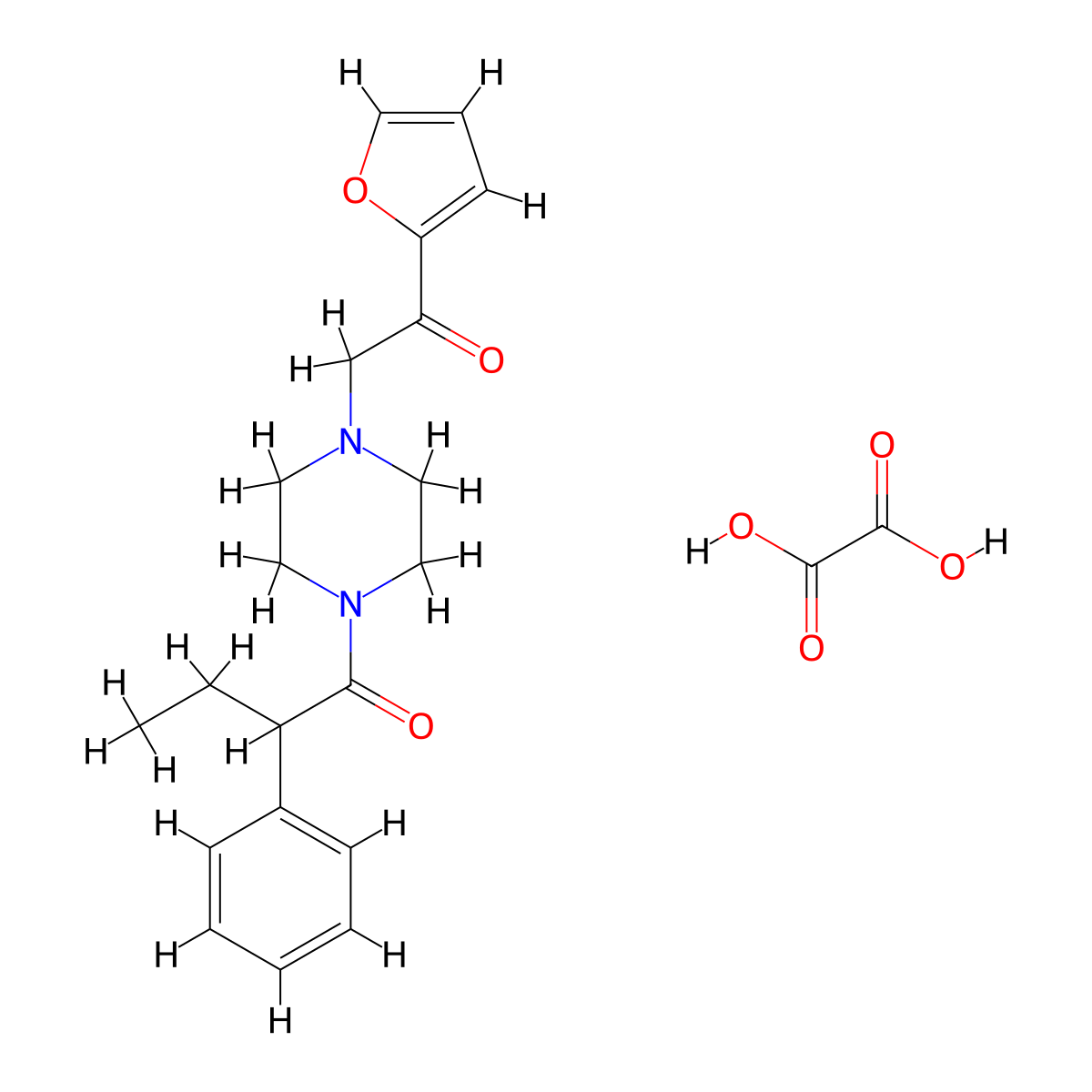 1-(4-(2-(Furan-2-yl)-2-oxoethyl)piperazin-1-yl)-2-phenylbutan-1-one oxalate molecular structure, CAS 1351609-87-4