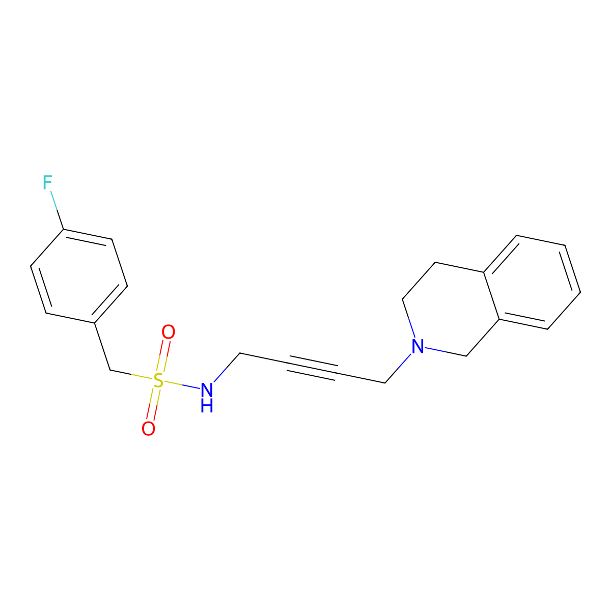 N-(4-(3,4-dihydroisoquinolin-2(1H)-yl)but-2-yn-1-yl)-1-(4-fluorophenyl)methanesulfonamide molecular structure, CAS 1351609-91-0