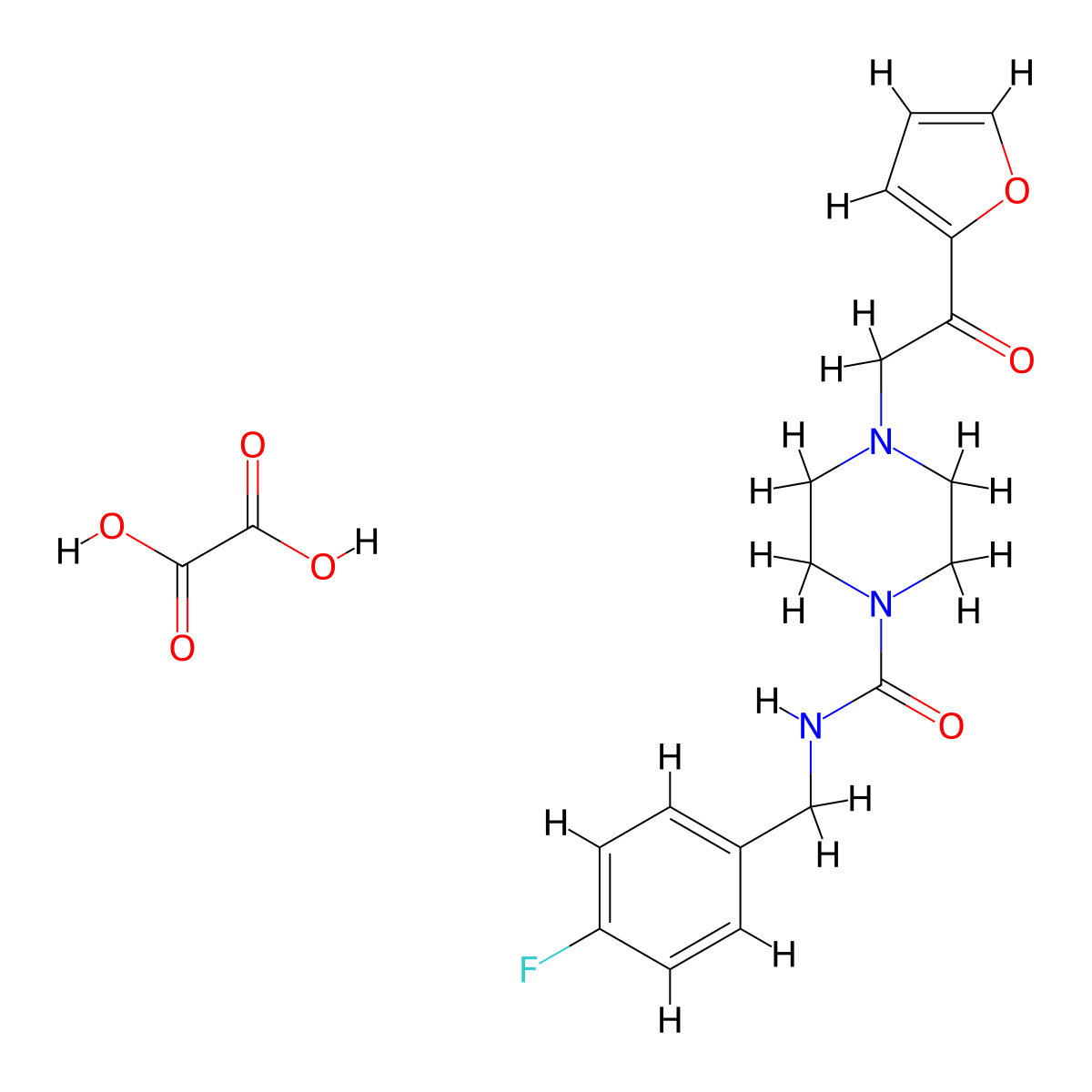 N-(4-fluorobenzyl)-4-(2-(furan-2-yl)-2-oxoethyl)piperazine-1-carboxamide oxalate molecular structure, CAS 1351609-96-5