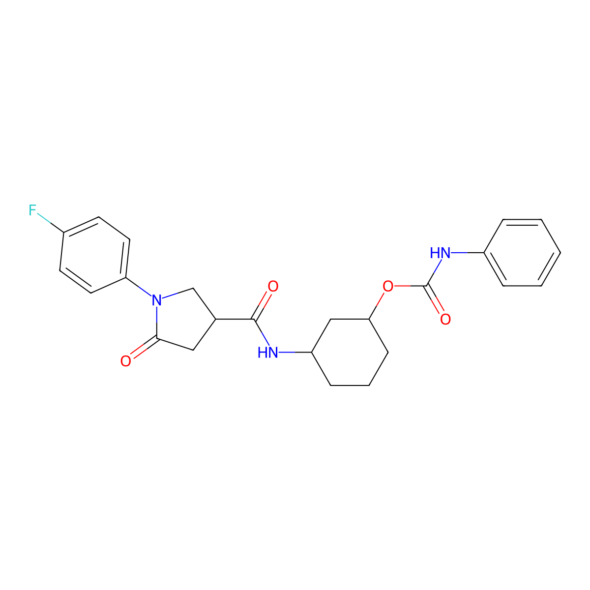 3-(1-(4-Fluorophenyl)-5-oxopyrrolidine-3-carboxamido)cyclohexyl phenylcarbamate molecular structure, CAS 1351609-97-6