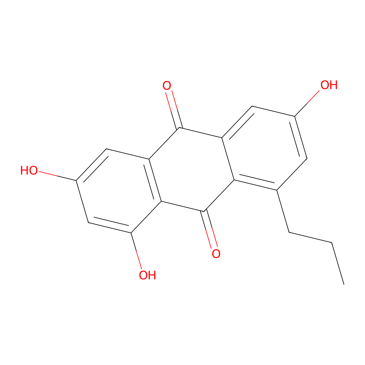 1,3,6-Trihydroxy-8-propyl-9,10-anthracenedione molecular structure, CAS 135161-96-5