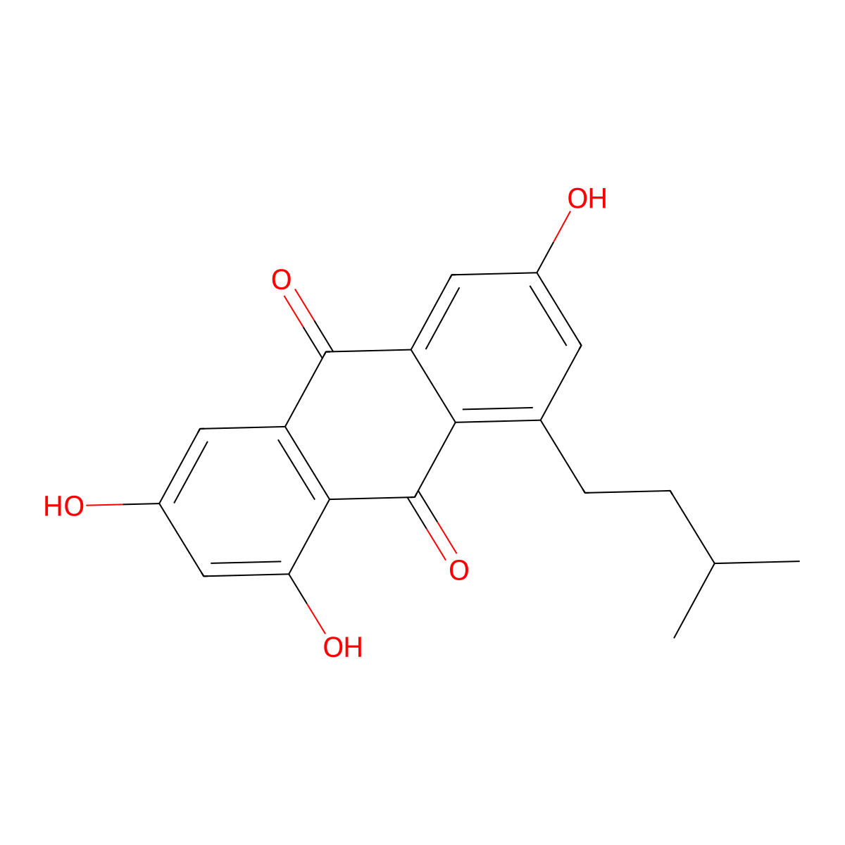 1,3,6-Trihydroxy-8-(3-methylbutyl)-9,10-anthracenedione molecular structure, CAS 135161-98-7