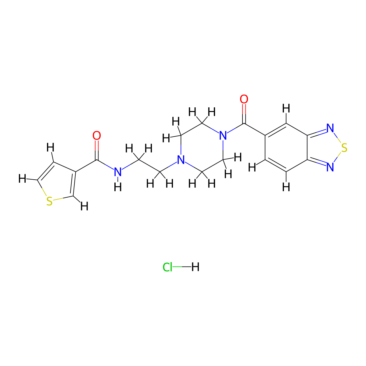 N-(2-(4-(benzo[c][1,2,5]thiadiazole-5-carbonyl)piperazin-1-yl)ethyl)thiophene-3-carboxamide hydrochloride molecular structure, CAS 1351610-17-7