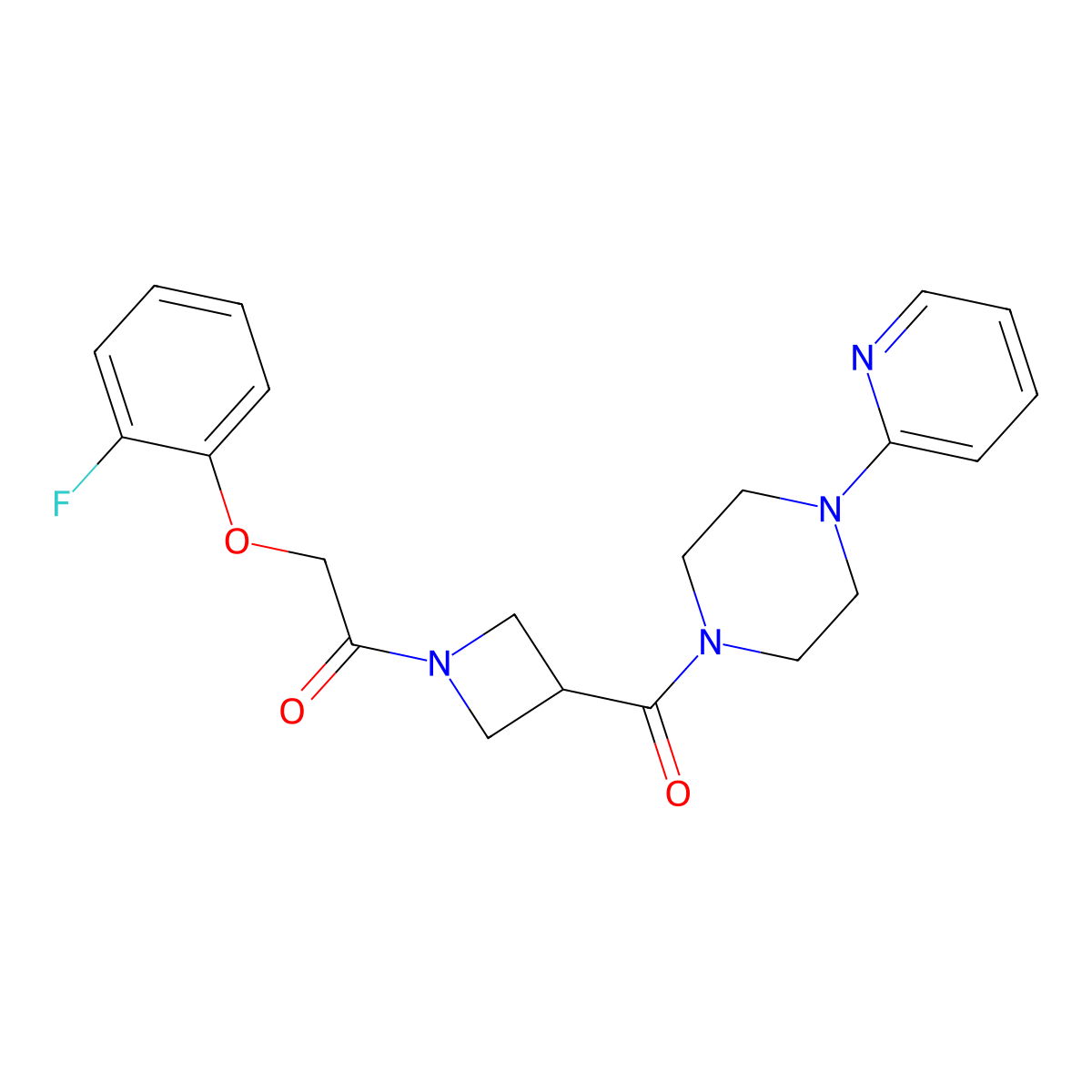 2-(2-Fluorophenoxy)-1-(3-(4-(pyridin-2-yl)piperazine-1-carbonyl)azetidin-1-yl)ethanone molecular structure, CAS 1351610-18-8