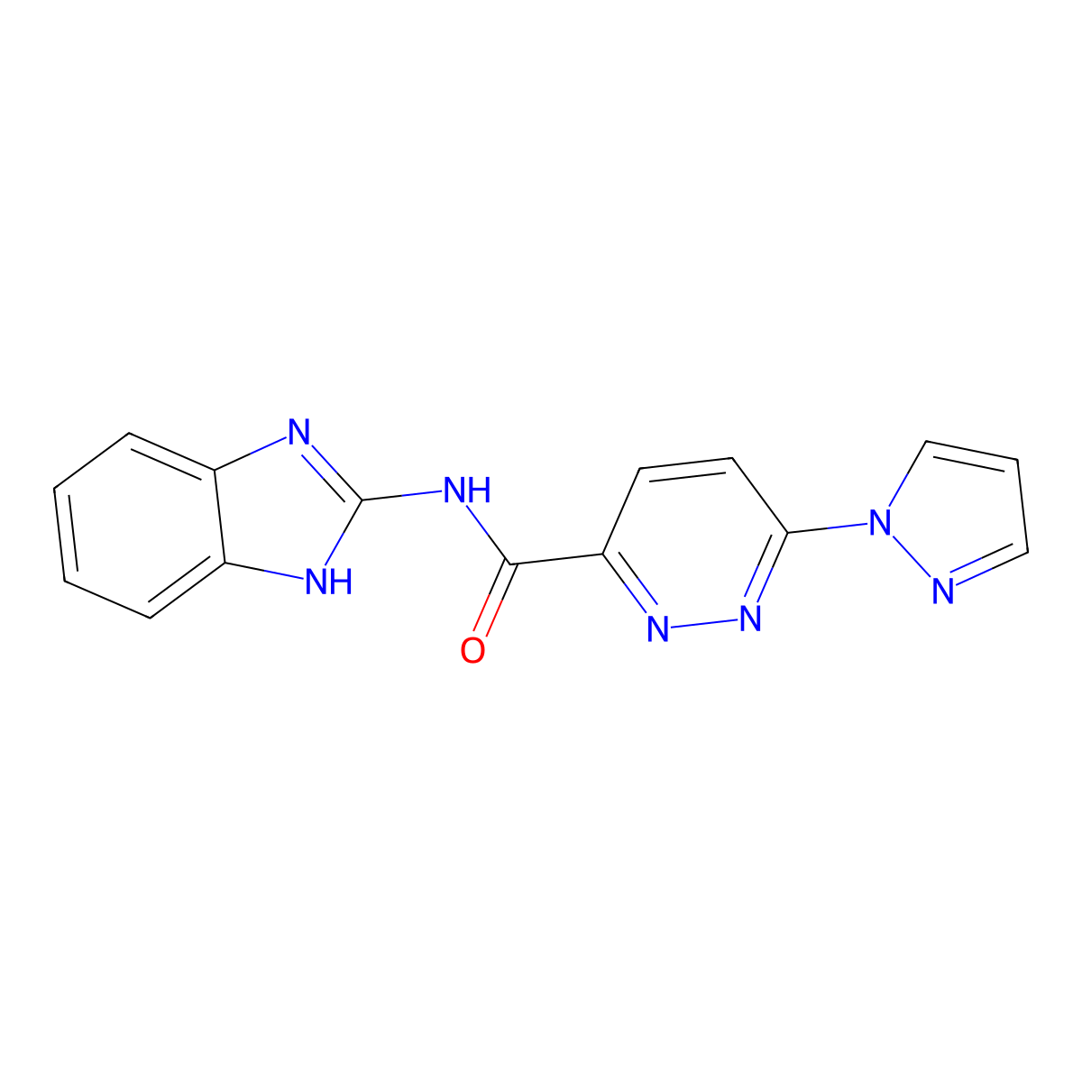 N-(1H-benzo[d]imidazol-2-yl)-6-(1H-pyrazol-1-yl)pyridazine-3-carboxamide molecular structure, CAS 1351610-22-4