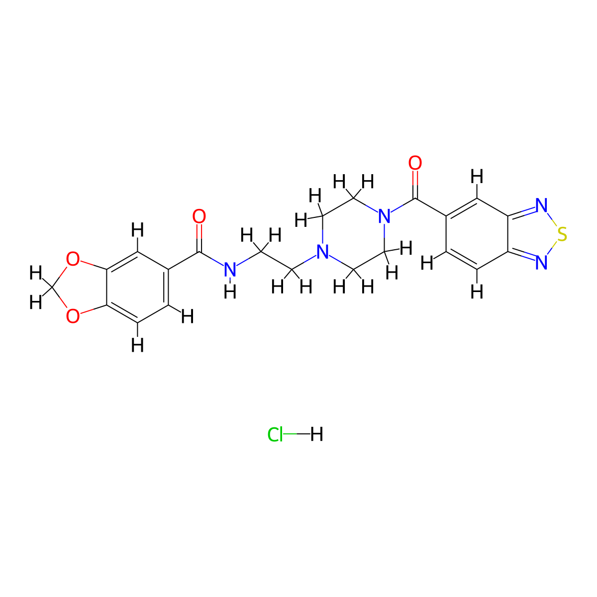 N-(2-(4-(benzo[c][1,2,5]thiadiazole-5-carbonyl)piperazin-1-yl)ethyl)benzo[d][1,3]dioxole-5-carboxamide hydrochloride molecular structure, CAS 1351610-23-5