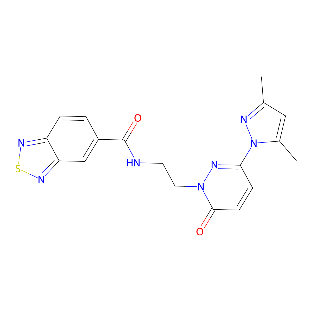 N-(2-(3-(3,5-dimethyl-1H-pyrazol-1-yl)-6-oxopyridazin-1(6H)-yl)ethyl)benzo[c][1,2,5]thiadiazole-5-carboxamide molecular structure, CAS 1351610-28-0