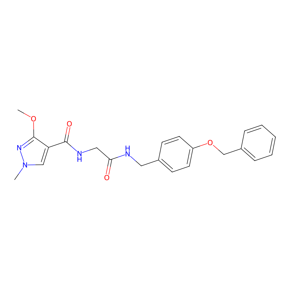 N-(2-((4-(benzyloxy)benzyl)amino)-2-oxoethyl)-3-methoxy-1-methyl-1H-pyrazole-4-carboxamide molecular structure, CAS 1351610-35-9