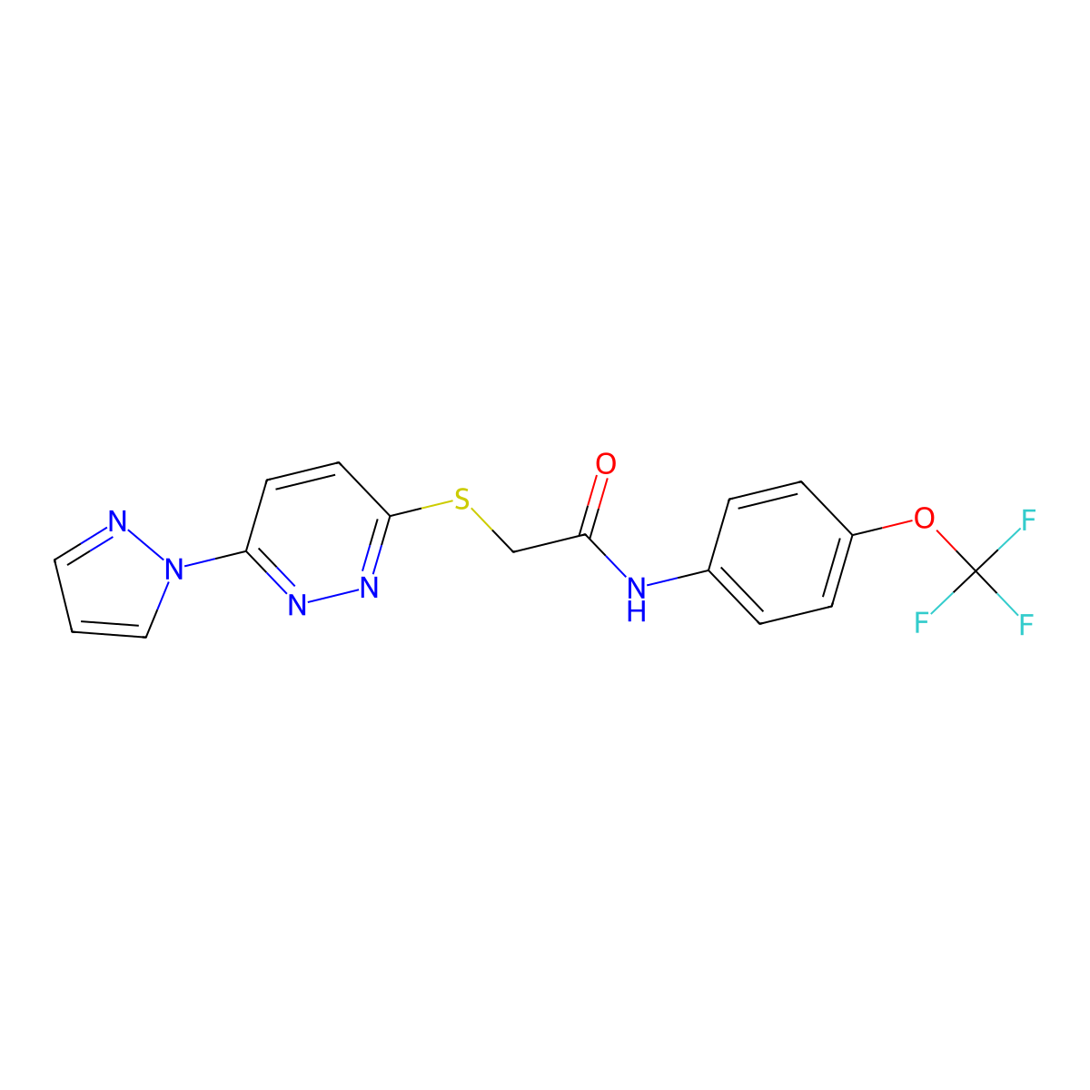 2-((6-(1H-pyrazol-1-yl)pyridazin-3-yl)thio)-N-(4-(trifluoromethoxy)phenyl)acetamide molecular structure, CAS 1351610-39-3
