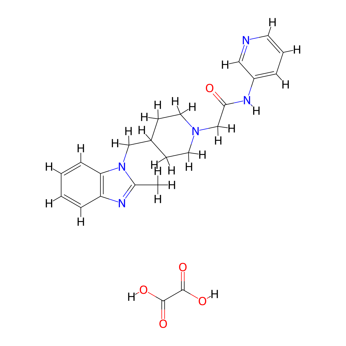 2-(4-((2-methyl-1H-benzo[d]imidazol-1-yl)methyl)piperidin-1-yl)-N-(pyridin-3-yl)acetamide oxalate molecular structure, CAS 1351610-46-2