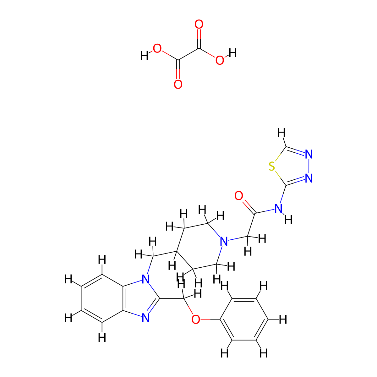 2-(4-((2-(phenoxymethyl)-1H-benzo[d]imidazol-1-yl)methyl)piperidin-1-yl)-N-(1,3,4-thiadiazol-2-yl)acetamide oxalate molecular structure, CAS 1351610-67-7
