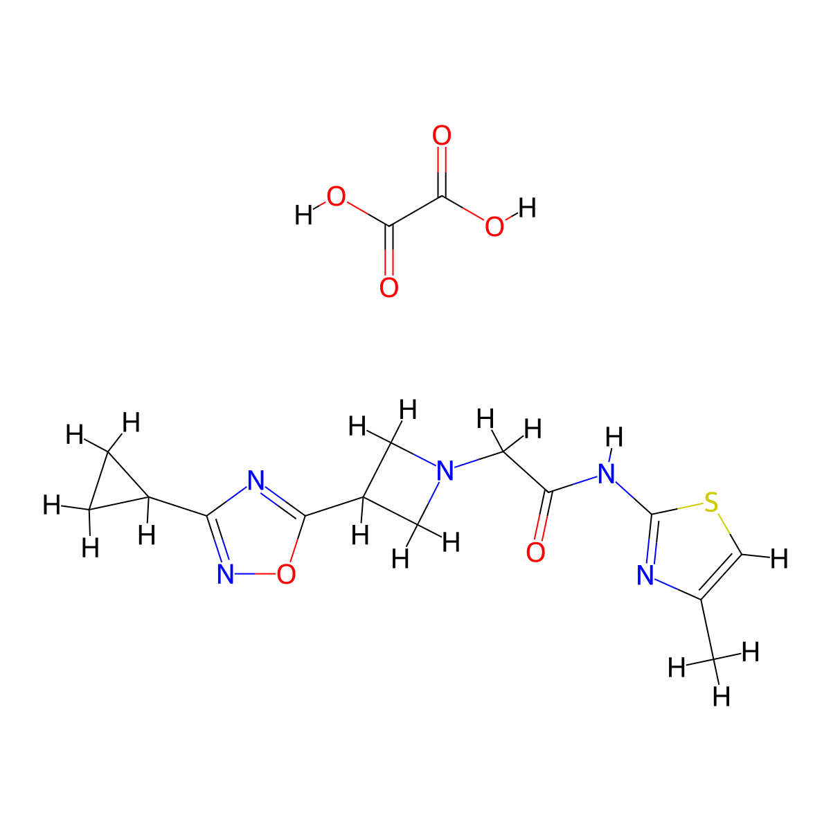 2-(3-(3-cyclopropyl-1,2,4-oxadiazol-5-yl)azetidin-1-yl)-N-(4-methylthiazol-2-yl)acetamide oxalate molecular structure, CAS 1351610-73-5