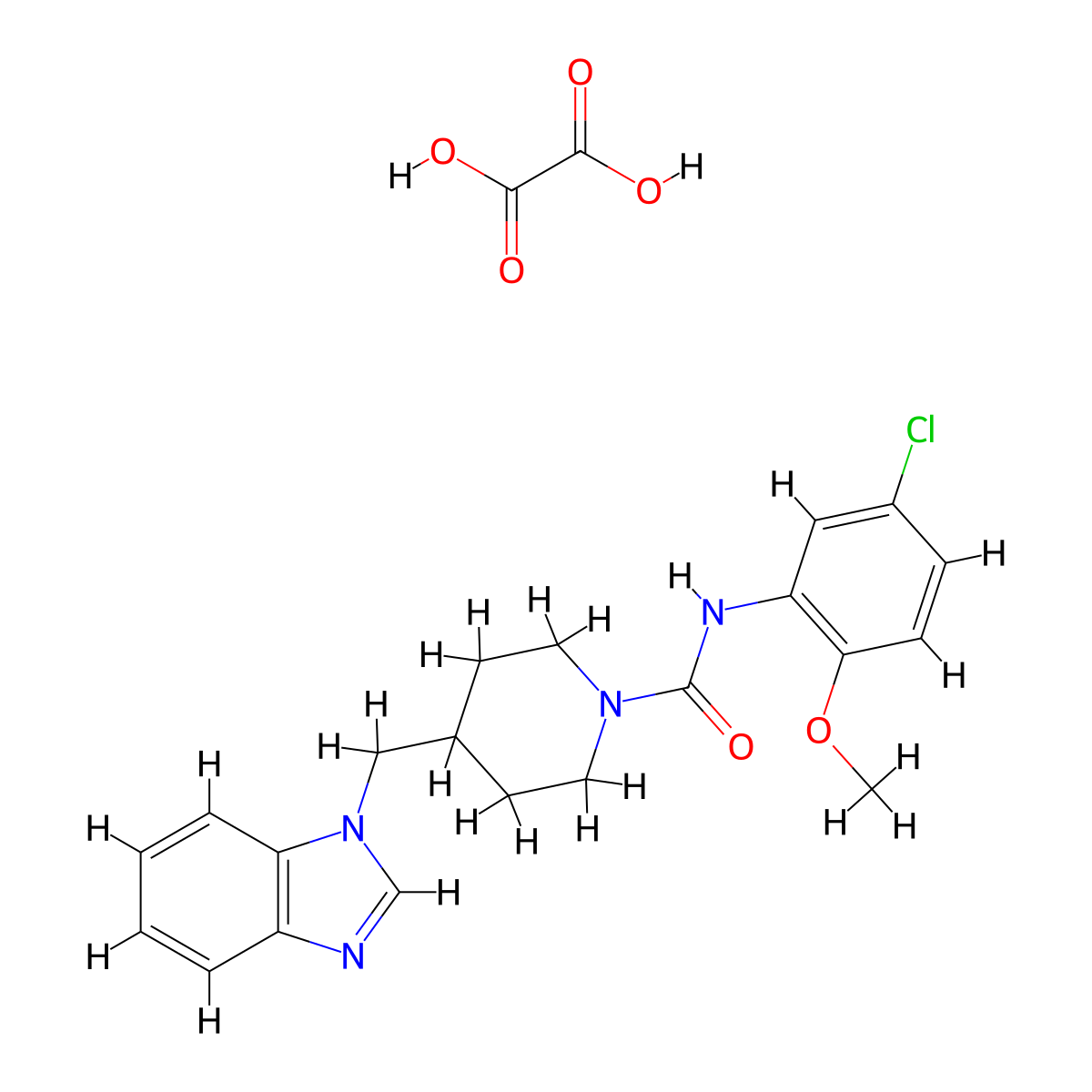 4-((1H-benzo[d]imidazol-1-yl)methyl)-N-(5-chloro-2-methoxyphenyl)piperidine-1-carboxamide oxalate molecular structure, CAS 1351610-79-1