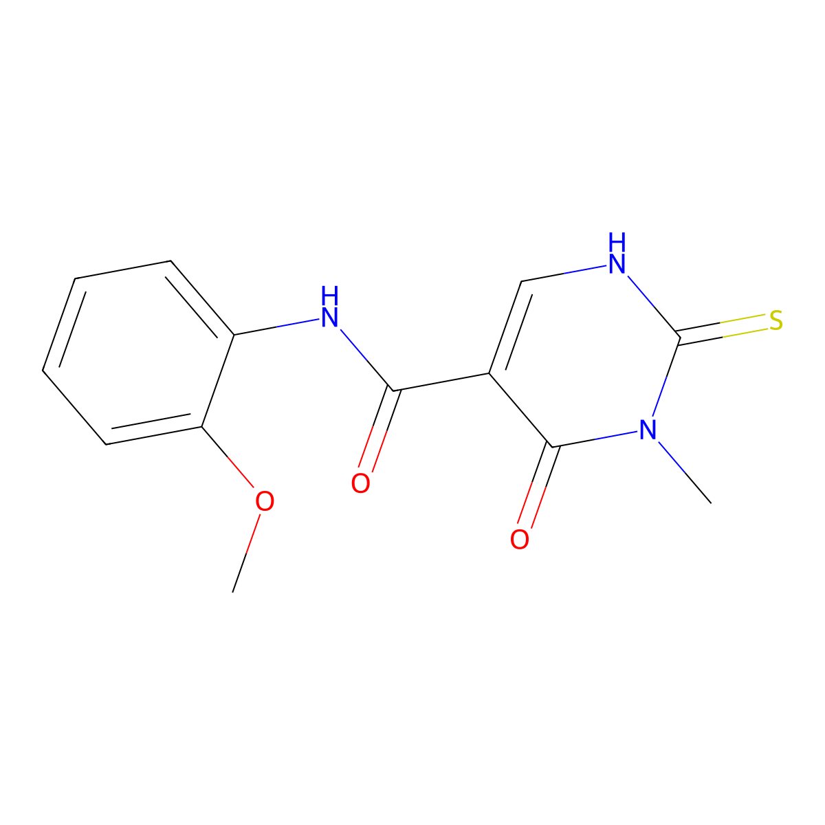 N-(2-methoxyphenyl)-3-methyl-4-oxo-2-sulfanylidene-1,2,3,4-tetrahydropyrimidine-5-carboxamide molecular structure, CAS 1351610-81-5