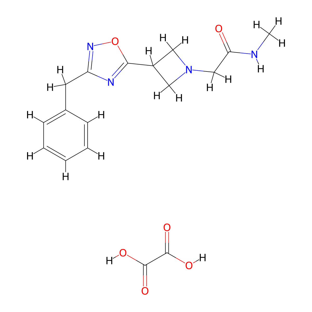 2-(3-(3-benzyl-1,2,4-oxadiazol-5-yl)azetidin-1-yl)-N-methylacetamide oxalate molecular structure, CAS 1351610-83-7