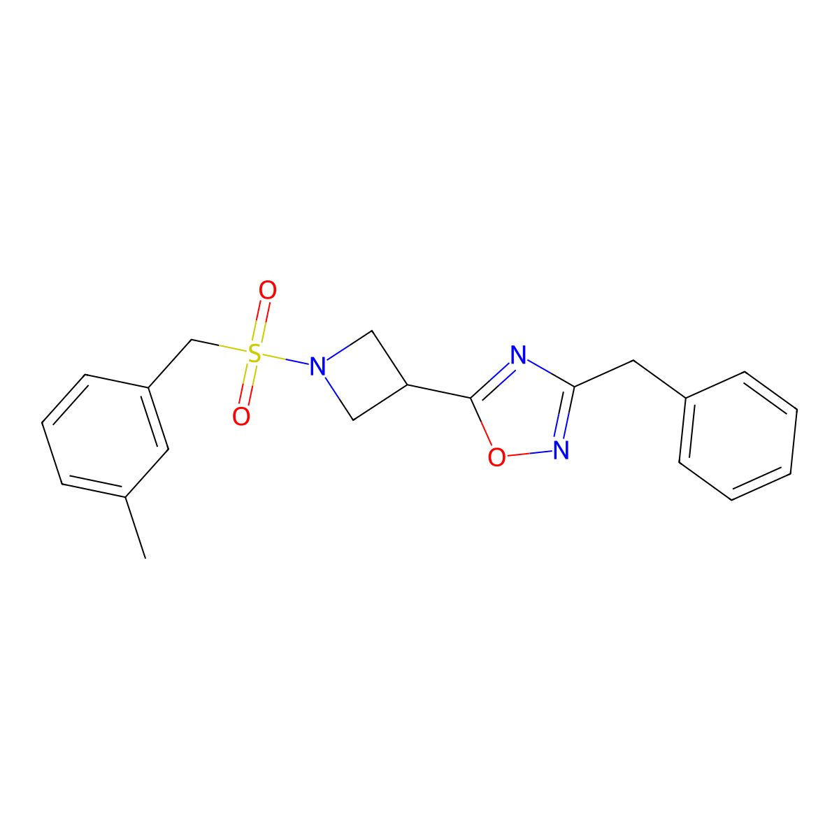 3-Benzyl-5-(1-((3-methylbenzyl)sulfonyl)azetidin-3-yl)-1,2,4-oxadiazole molecular structure, CAS 1351610-90-6