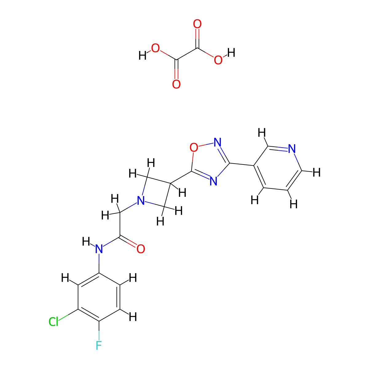 N-(3-chloro-4-fluorophenyl)-2-(3-(3-(pyridin-3-yl)-1,2,4-oxadiazol-5-yl)azetidin-1-yl)acetamide oxalate molecular structure, CAS 1351610-91-7