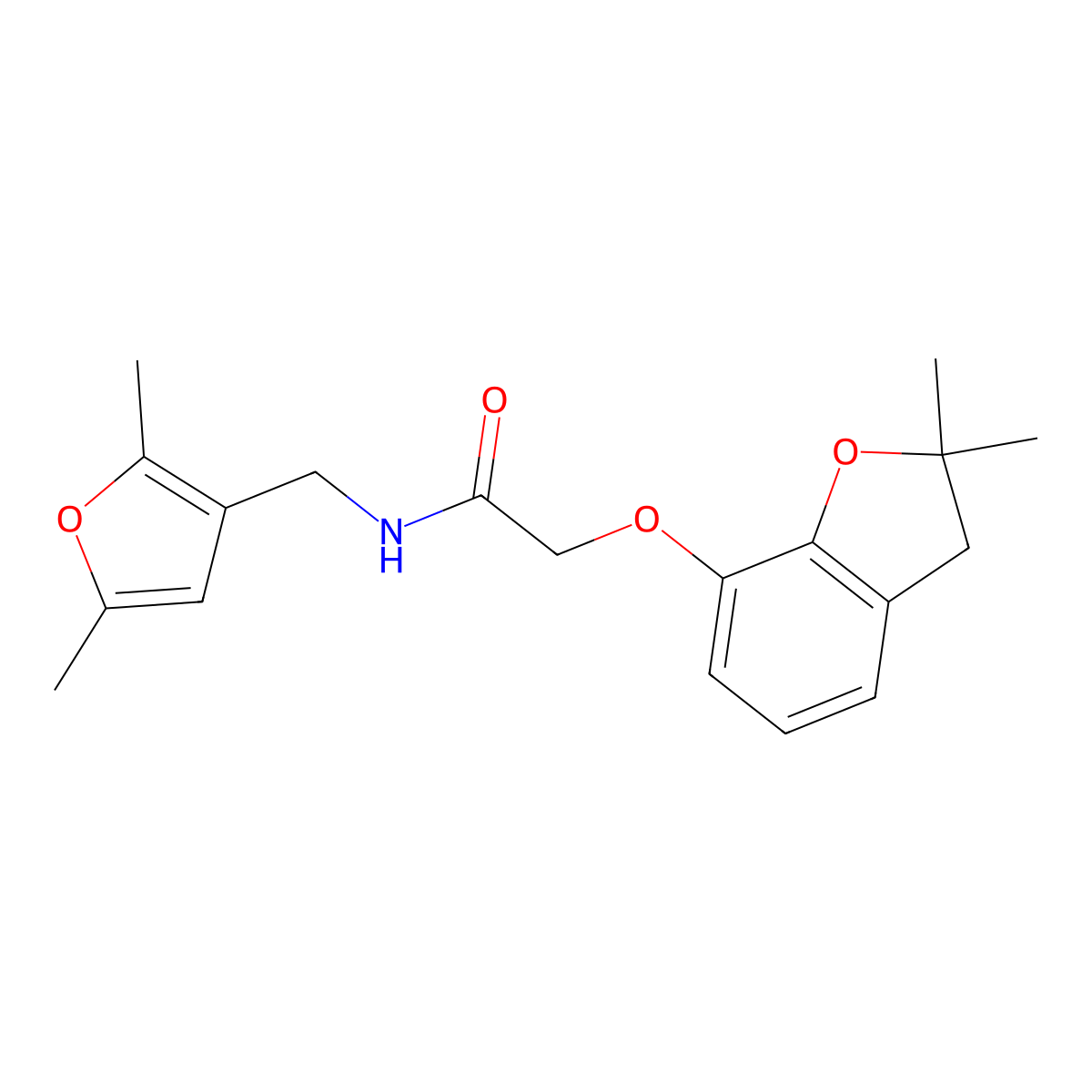 2-((2,2-dimethyl-2,3-dihydrobenzofuran-7-yl)oxy)-N-((2,5-dimethylfuran-3-yl)methyl)acetamide molecular structure, CAS 1351611-02-3