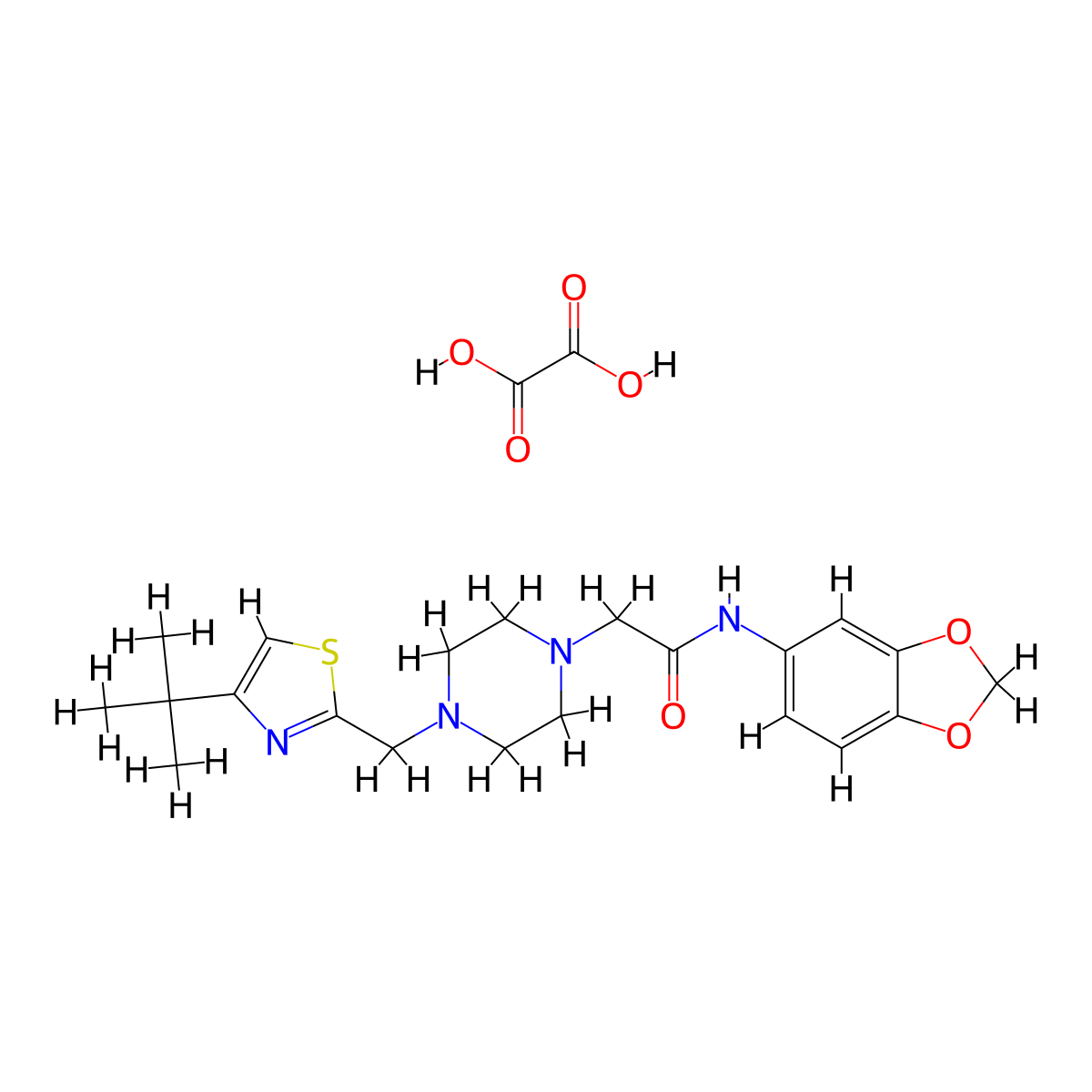 N-(benzo[d][1,3]dioxol-5-yl)-2-(4-((4-(tert-butyl)thiazol-2-yl)methyl)piperazin-1-yl)acetamide oxalate molecular structure, CAS 1351611-03-4