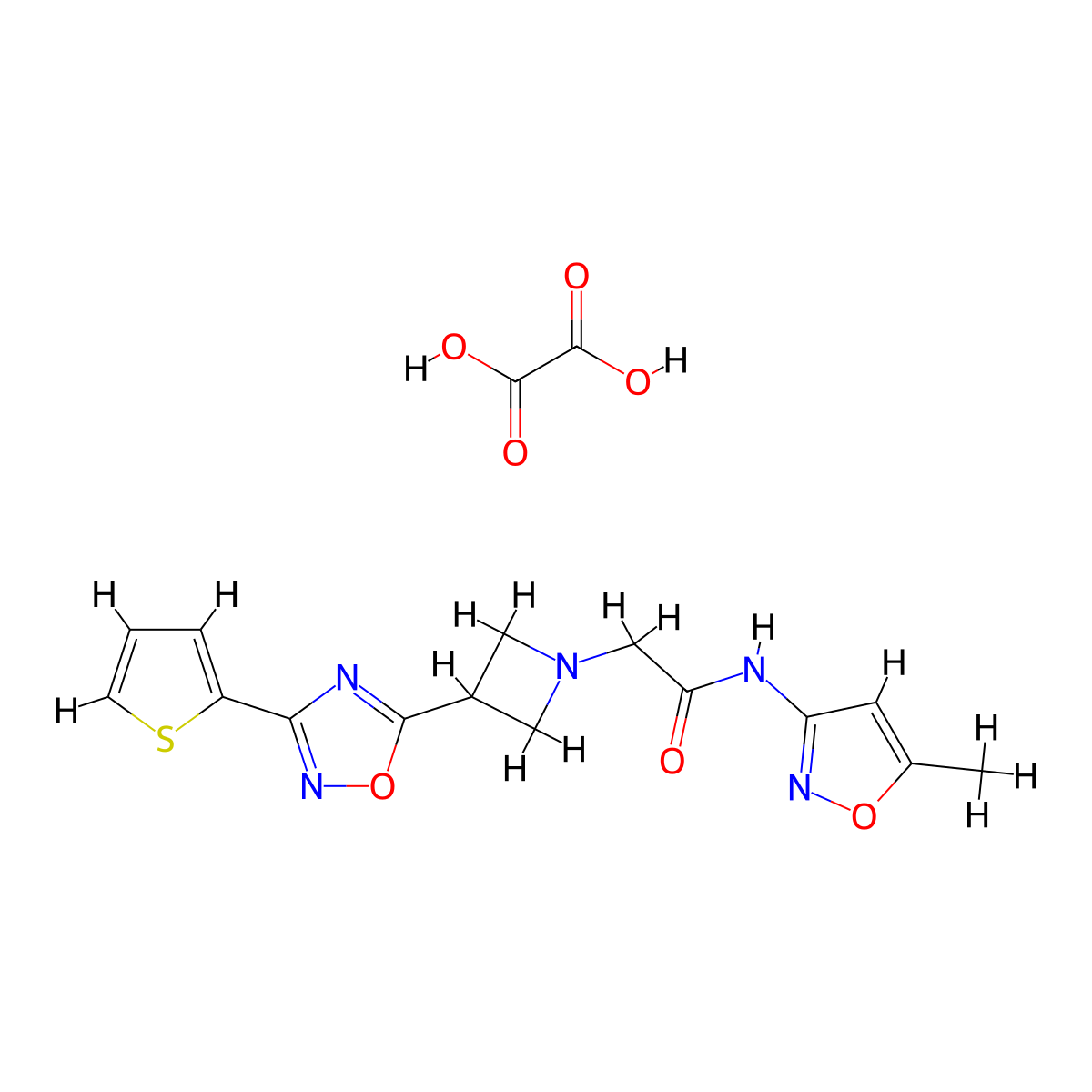 N-(5-methylisoxazol-3-yl)-2-(3-(3-(thiophen-2-yl)-1,2,4-oxadiazol-5-yl)azetidin-1-yl)acetamide oxalate molecular structure, CAS 1351611-04-5