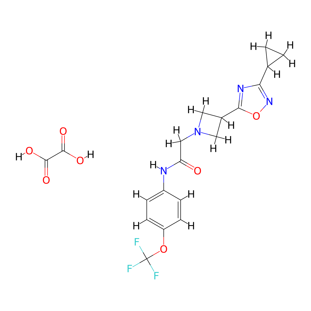 2-(3-(3-cyclopropyl-1,2,4-oxadiazol-5-yl)azetidin-1-yl)-N-(4-(trifluoromethoxy)phenyl)acetamide oxalate molecular structure, CAS 1351611-06-7