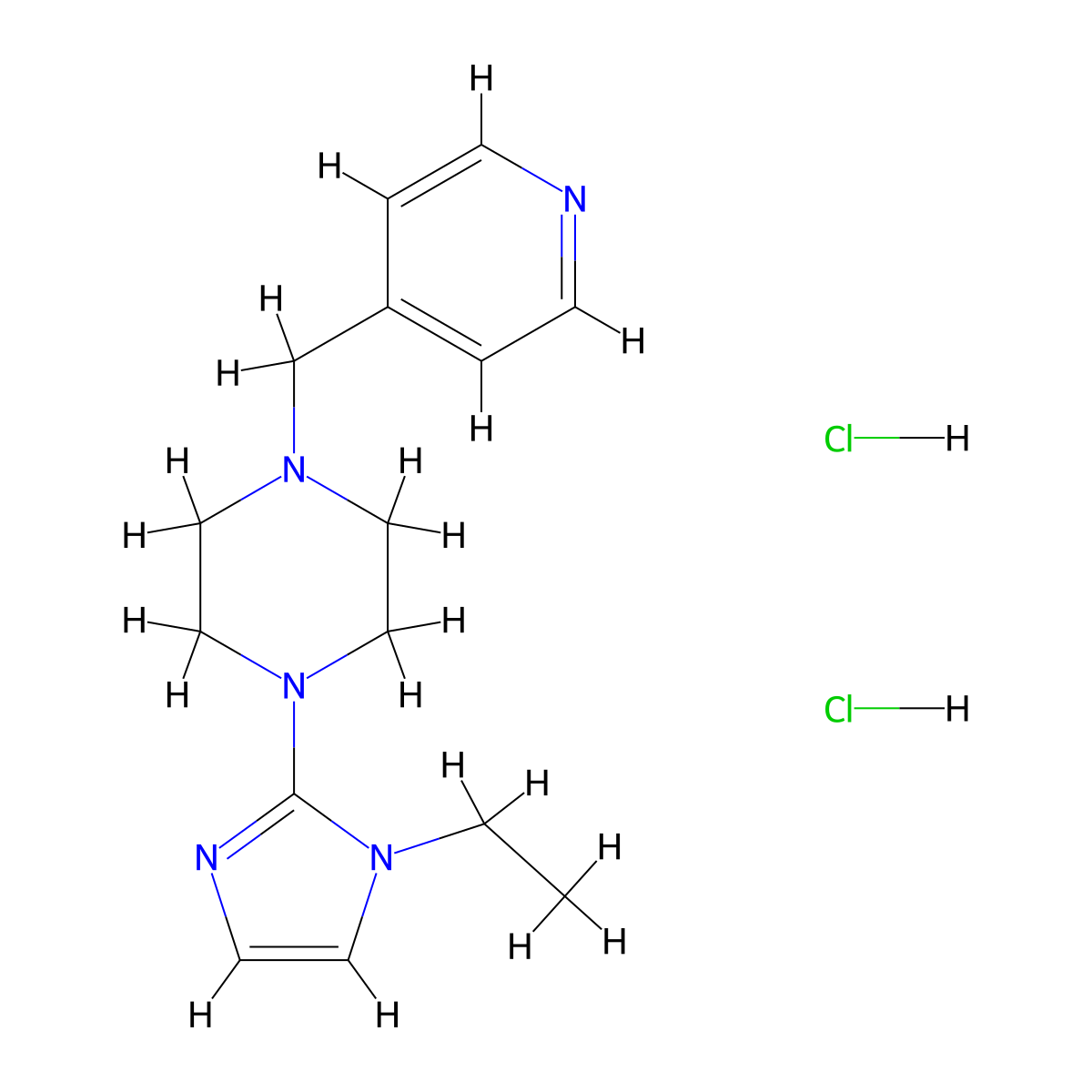 1-(1-ethyl-1H-imidazol-2-yl)-4-(pyridin-4-ylmethyl)piperazine dihydrochloride molecular structure, CAS 1351611-10-3