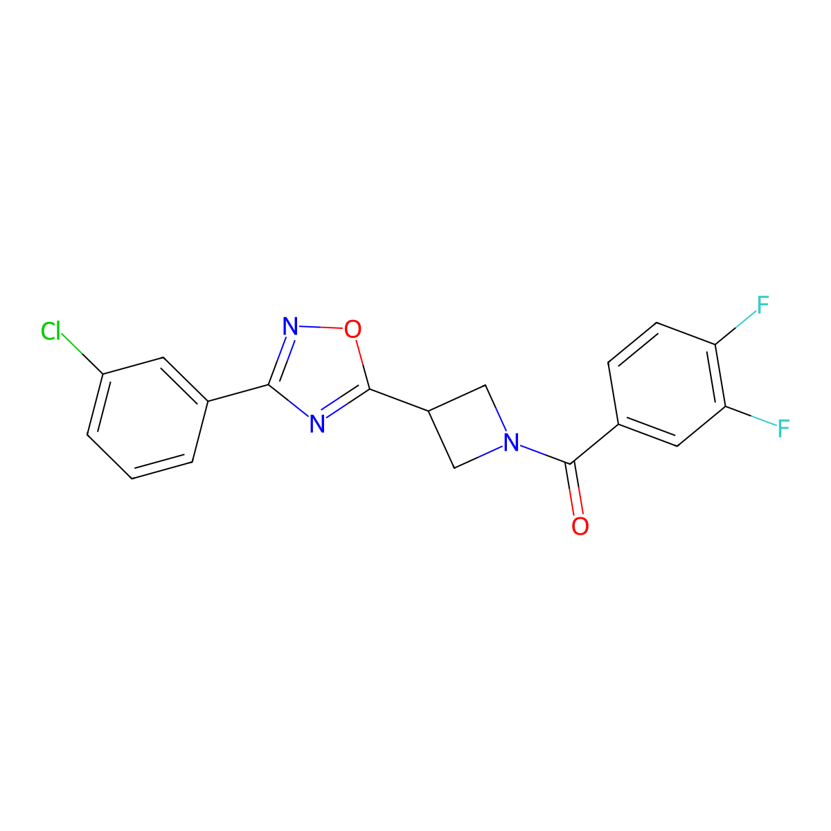(3-(3-(3-Chlorophenyl)-1,2,4-oxadiazol-5-yl)azetidin-1-yl)(3,4-difluorophenyl)methanone molecular structure, CAS 1351611-11-4