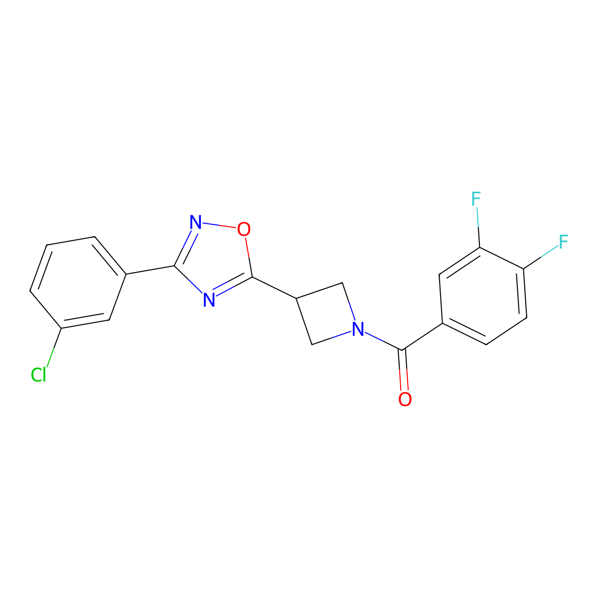 (3-(3-(3-Chlorophenyl)-1,2,4-oxadiazol-5-yl)azetidin-1-yl)(3,4-difluorophenyl)methanone molecular structure, CAS 1351611-11-4