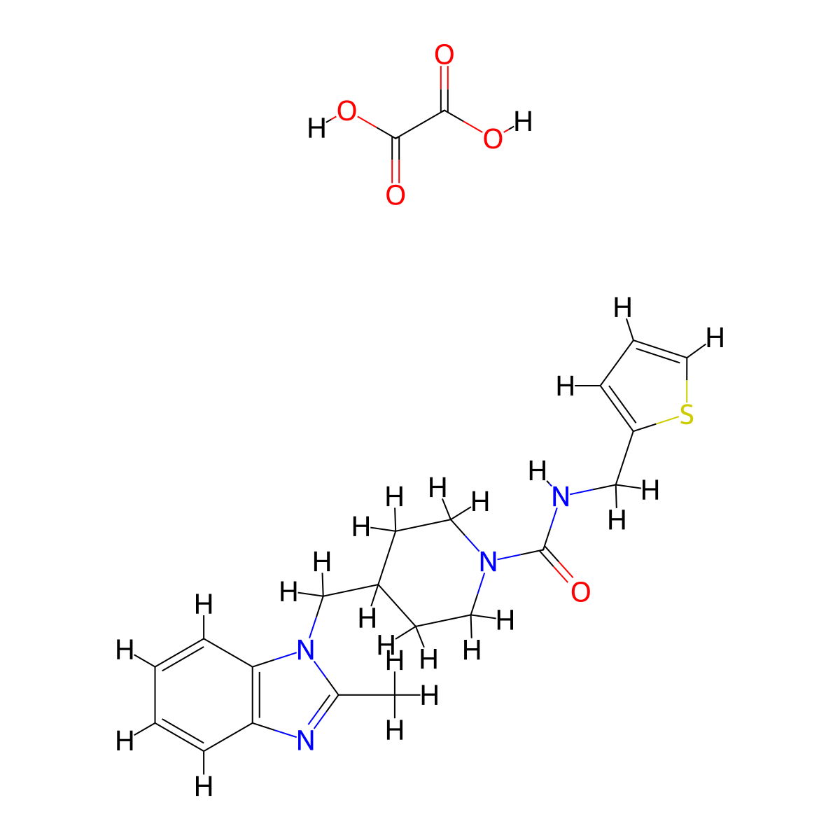 4-((2-methyl-1H-benzo[d]imidazol-1-yl)methyl)-N-(thiophen-2-ylmethyl)piperidine-1-carboxamide oxalate molecular structure, CAS 1351611-15-8