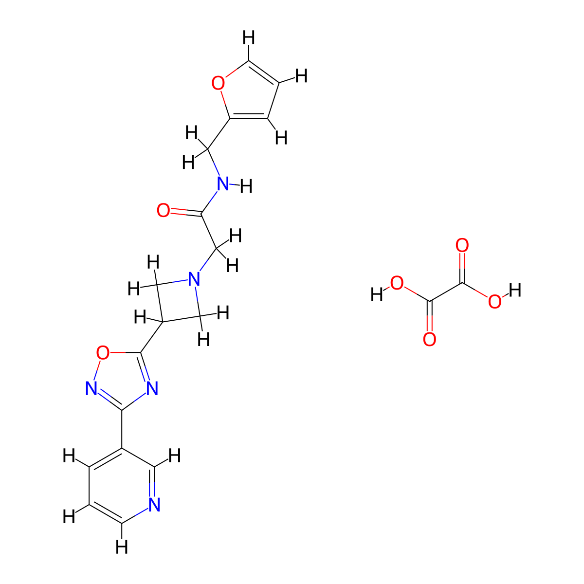 N-(furan-2-ylmethyl)-2-(3-(3-(pyridin-3-yl)-1,2,4-oxadiazol-5-yl)azetidin-1-yl)acetamide oxalate molecular structure, CAS 1351611-19-2
