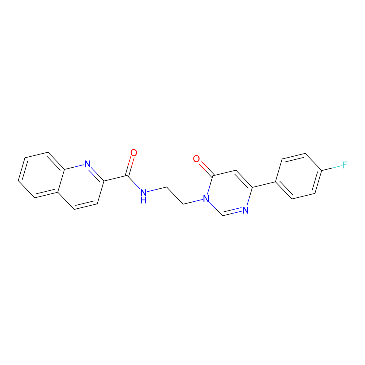N-(2-(4-(4-fluorophenyl)-6-oxopyrimidin-1(6H)-yl)ethyl)quinoline-2-carboxamide molecular structure, CAS 1351611-20-5