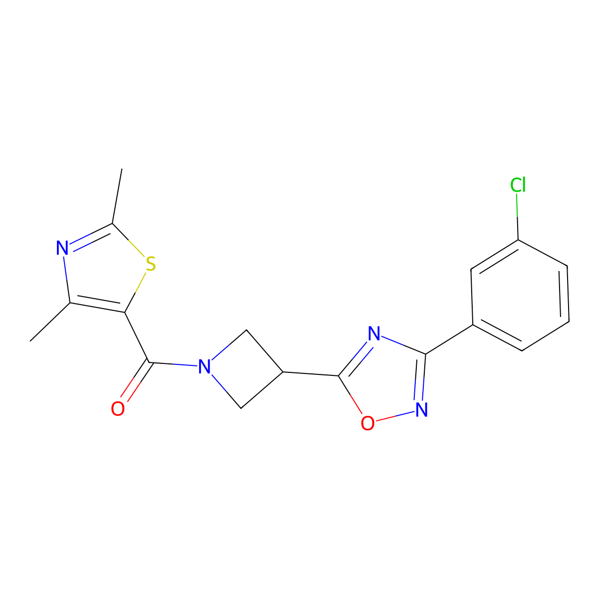 (3-(3-(3-Chlorophenyl)-1,2,4-oxadiazol-5-yl)azetidin-1-yl)(2,4-dimethylthiazol-5-yl)methanone molecular structure, CAS 1351611-28-3