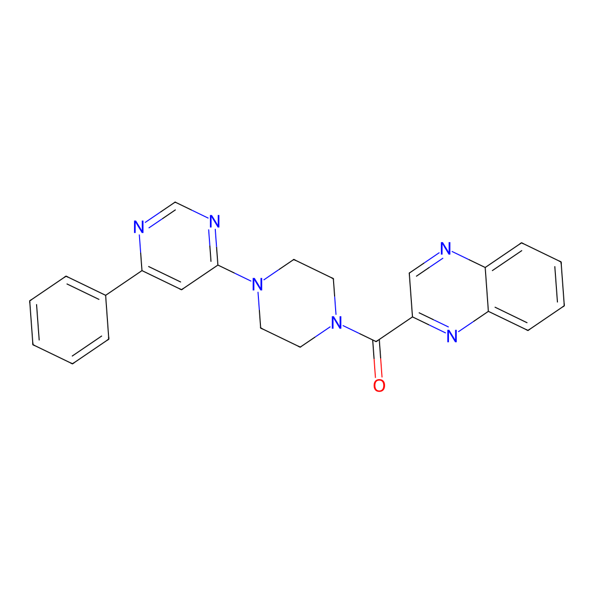 (4-(6-Phenylpyrimidin-4-yl)piperazin-1-yl)(quinoxalin-2-yl)methanone molecular structure, CAS 1351611-31-8