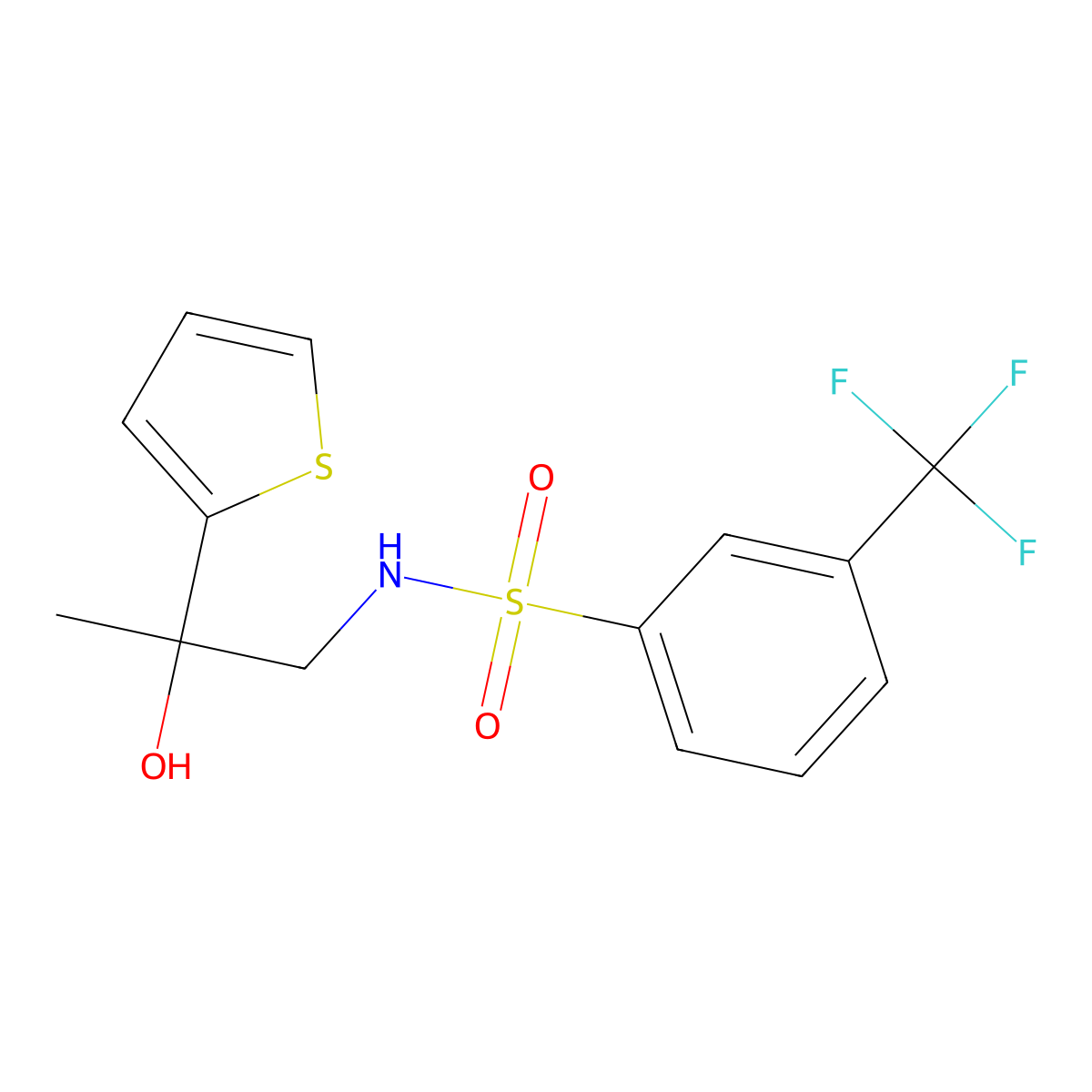 N-(2-hydroxy-2-(thiophen-2-yl)propyl)-3-(trifluoromethyl)benzenesulfonamide molecular structure, CAS 1351611-32-9