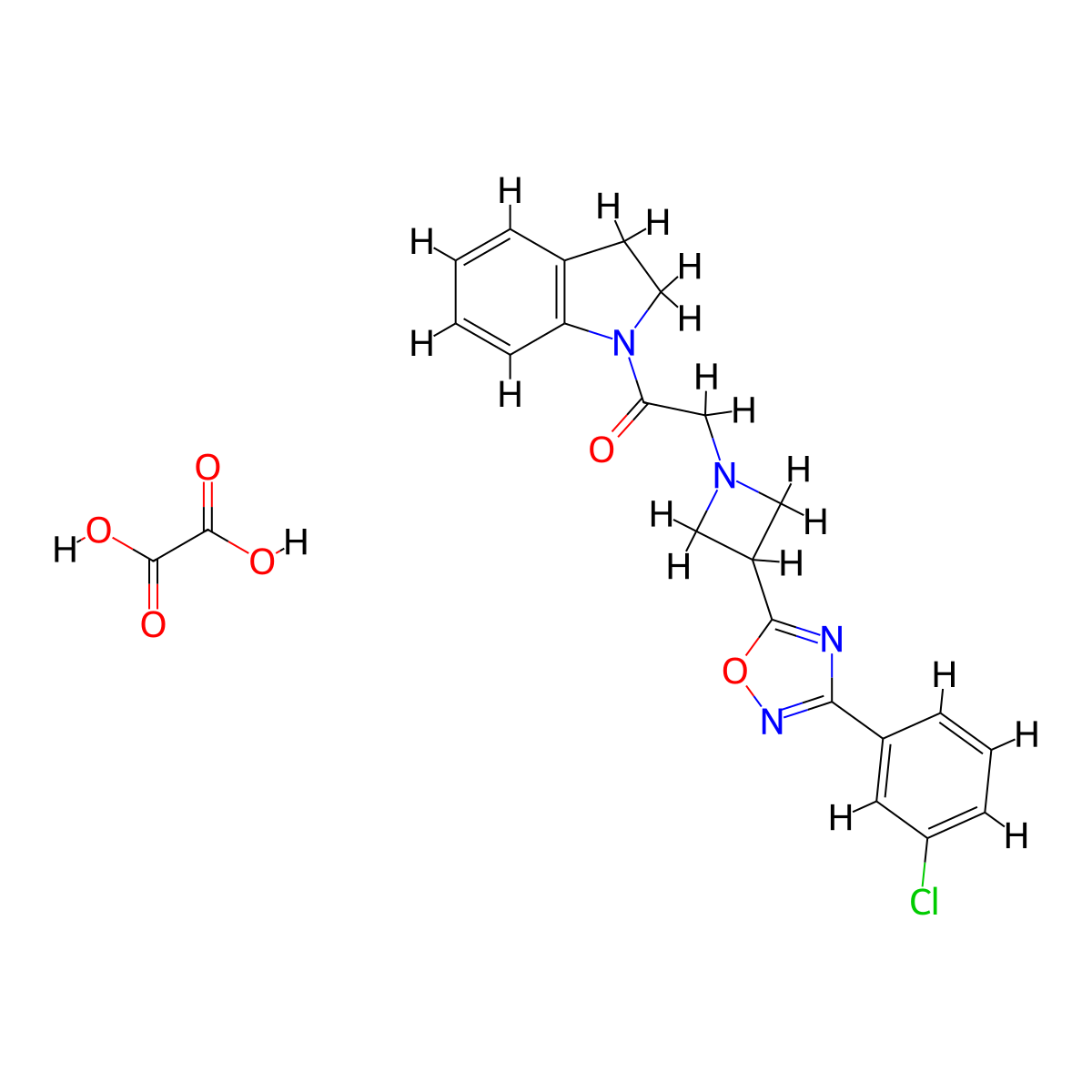 2-(3-(3-(3-Chlorophenyl)-1,2,4-oxadiazol-5-yl)azetidin-1-yl)-1-(indolin-1-yl)ethanone oxalate molecular structure, CAS 1351611-36-3