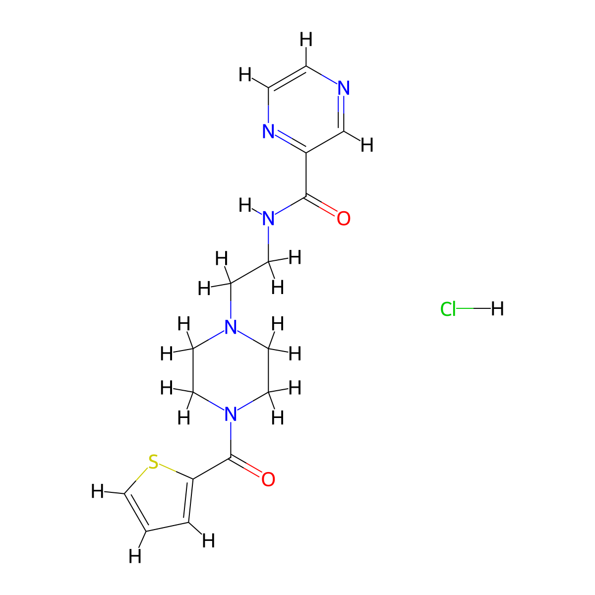 N-{2-[4-(Thiophene-2-carbonyl)piperazin-1-YL]ethyl}pyrazine-2-carboxamide hydrochloride molecular structure, CAS 1351611-54-5