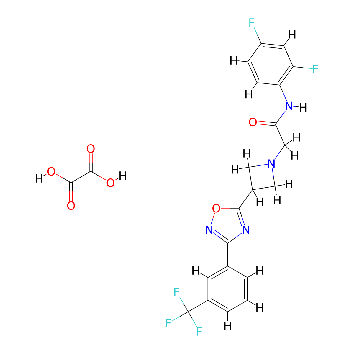 N-(2,4-difluorophenyl)-2-(3-(3-(3-(trifluoromethyl)phenyl)-1,2,4-oxadiazol-5-yl)azetidin-1-yl)acetamide oxalate molecular structure, CAS 1351611-56-7