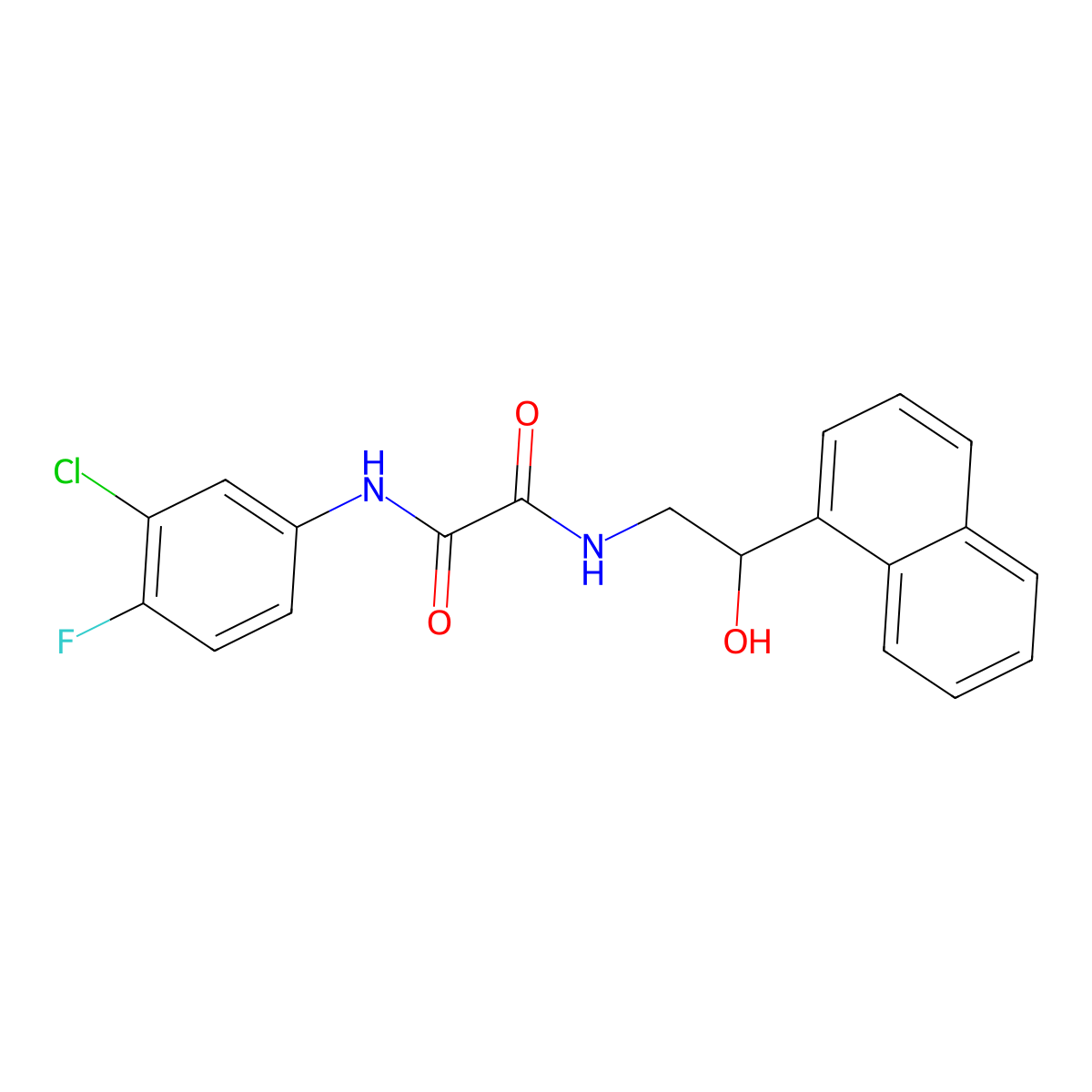 N1-(3-chloro-4-fluorophenyl)-N2-(2-hydroxy-2-(naphthalen-1-yl)ethyl)oxalamide molecular structure, CAS 1351611-61-4