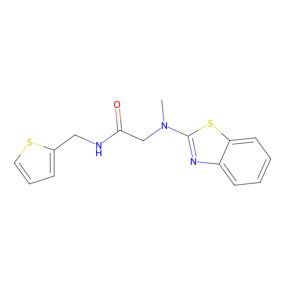 2-(benzo[d]thiazol-2-yl(methyl)amino)-N-(thiophen-2-ylmethyl)acetamide molecular structure, CAS 1351611-67-0