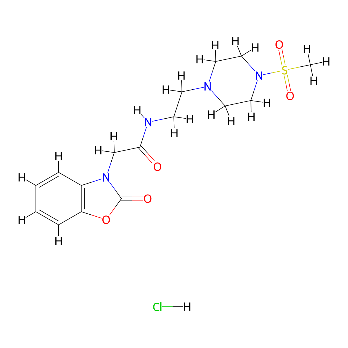 N-(2-(4-(methylsulfonyl)piperazin-1-yl)ethyl)-2-(2-oxobenzo[d]oxazol-3(2H)-yl)acetamide hydrochloride molecular structure, CAS 1351611-73-8