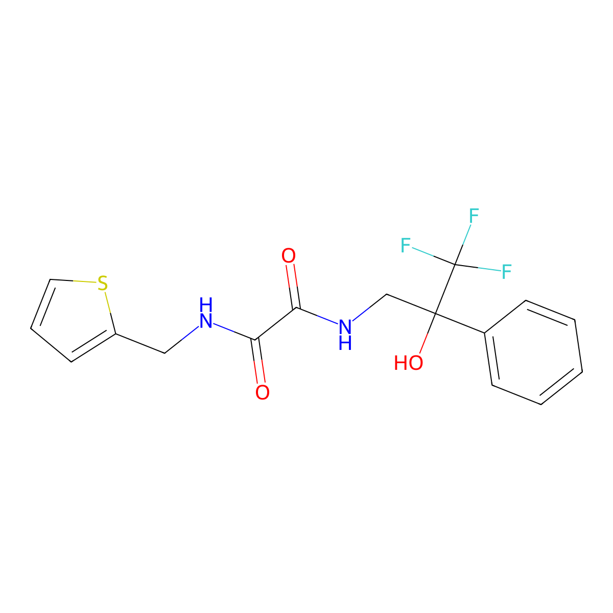 N1-(thiophen-2-ylmethyl)-N2-(3,3,3-trifluoro-2-hydroxy-2-phenylpropyl)oxalamide molecular structure, CAS 1351611-79-4