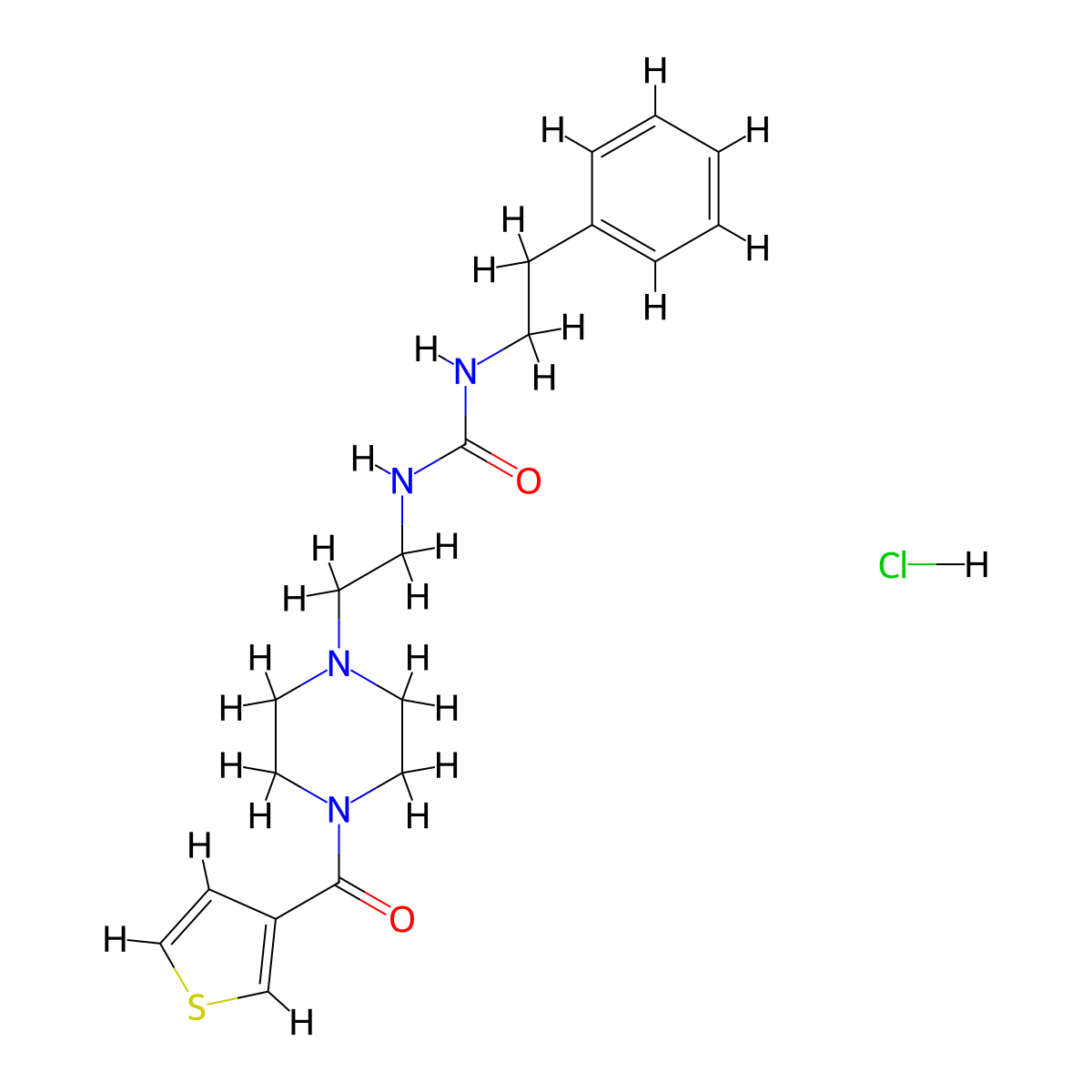 1-Phenethyl-3-(2-(4-(thiophene-3-carbonyl)piperazin-1-yl)ethyl)urea hydrochloride molecular structure, CAS 1351611-82-9