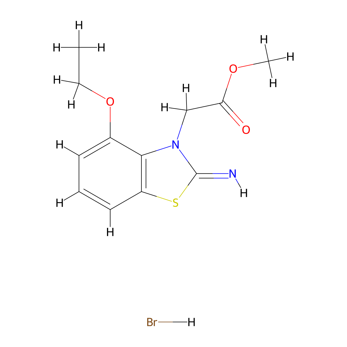 methyl 2-(4-ethoxy-2-iminobenzo[d]thiazol-3(2H)-yl)acetate hydrobromide molecular structure, CAS 1351611-93-2