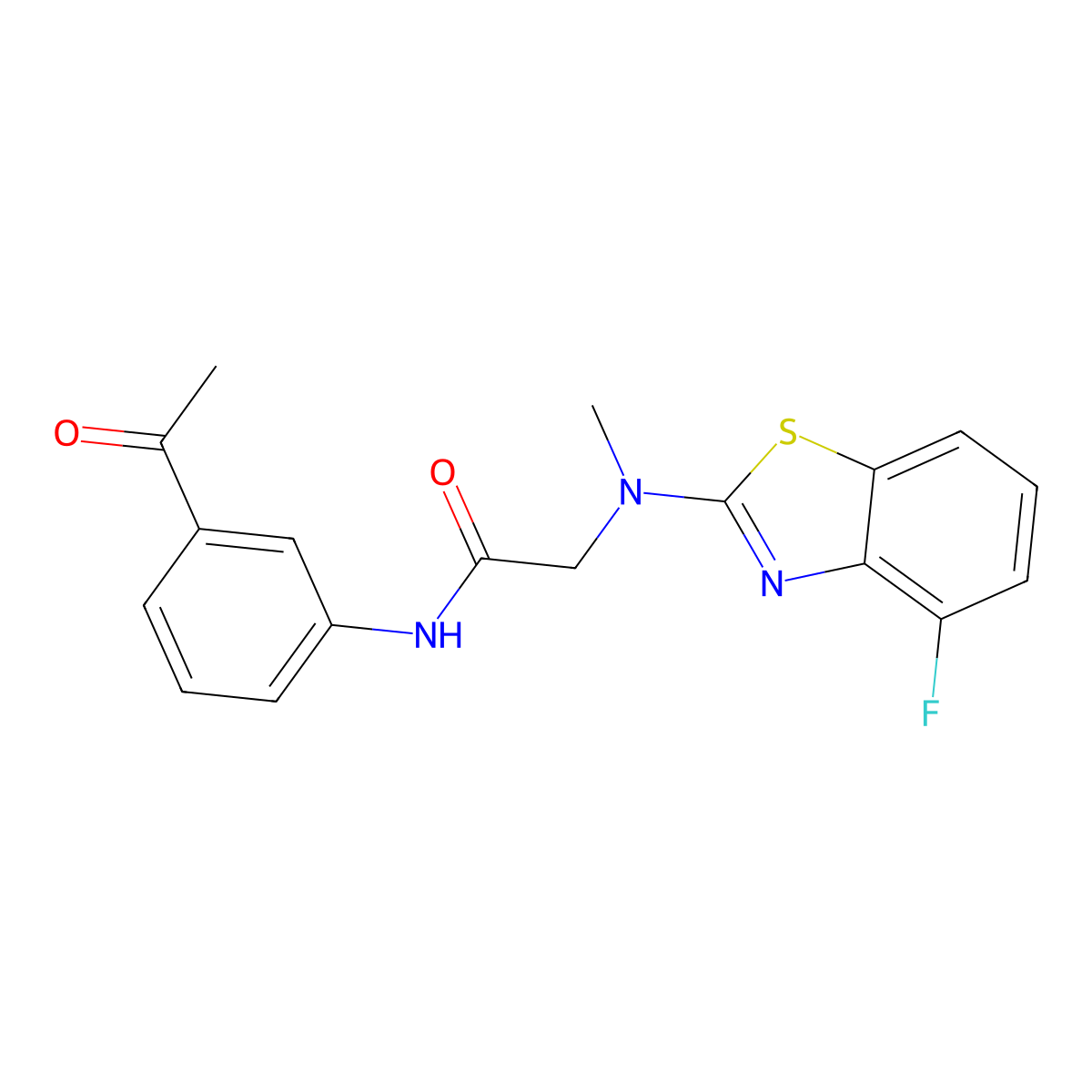 N-(3-acetylphenyl)-2-((4-fluorobenzo[d]thiazol-2-yl)(methyl)amino)acetamide molecular structure, CAS 1351612-01-5
