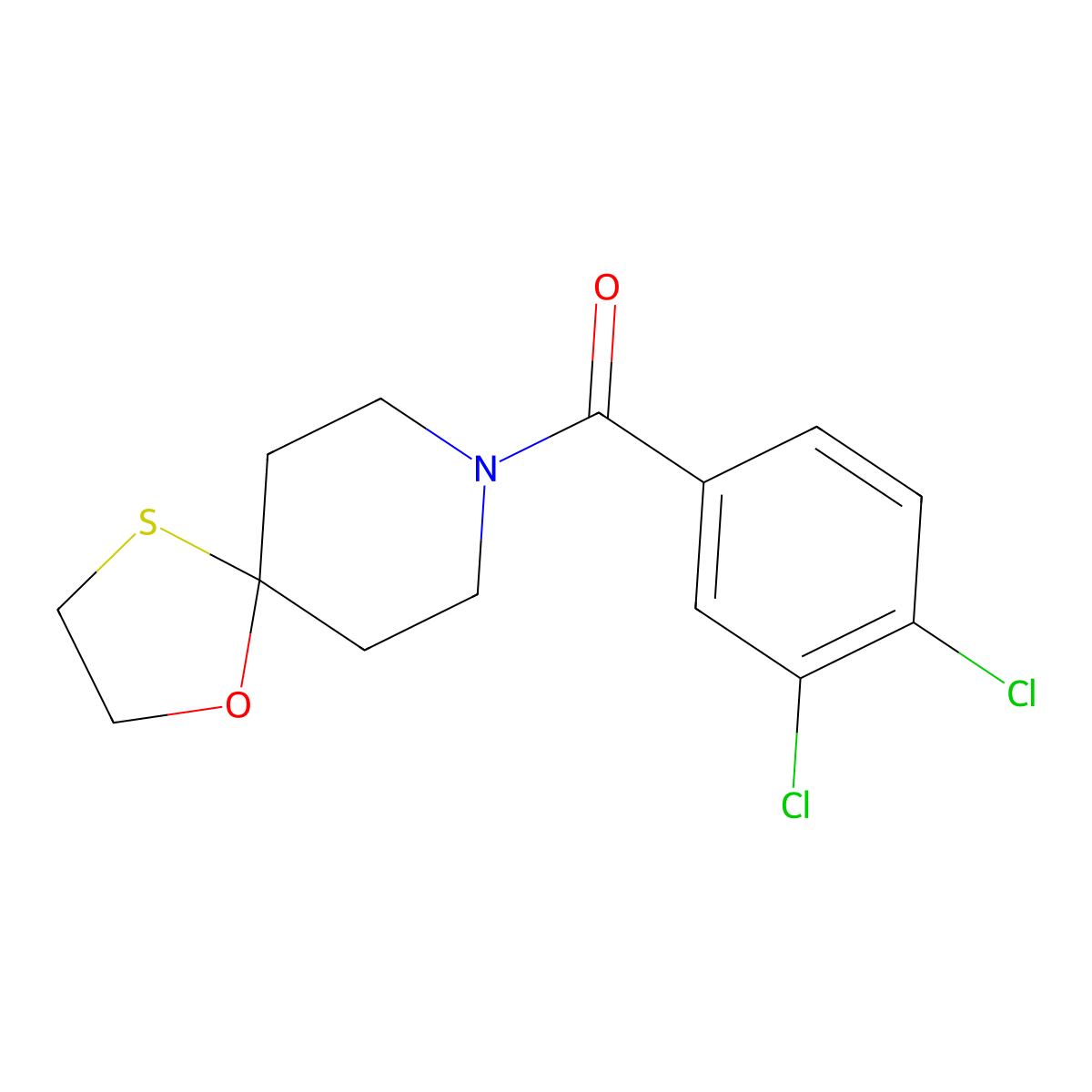 8-(3,4-Dichlorobenzoyl)-1-oxa-4-thia-8-azaspiro[4.5]decane molecular structure, CAS 1351612-02-6