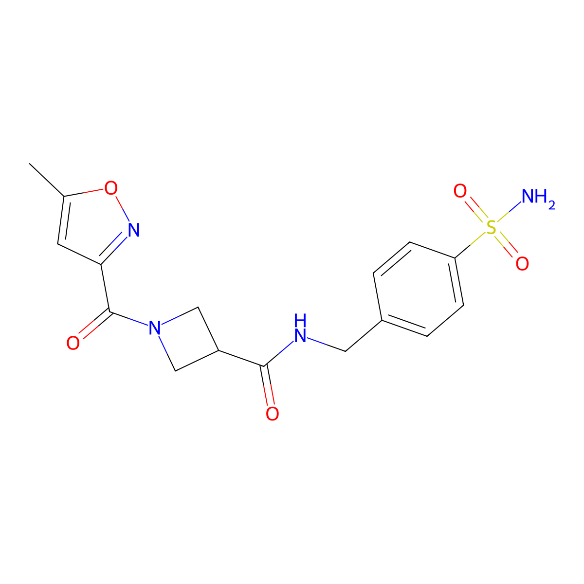 1-(5-methylisoxazole-3-carbonyl)-N-(4-sulfamoylbenzyl)azetidine-3-carboxamide molecular structure, CAS 1351612-12-8