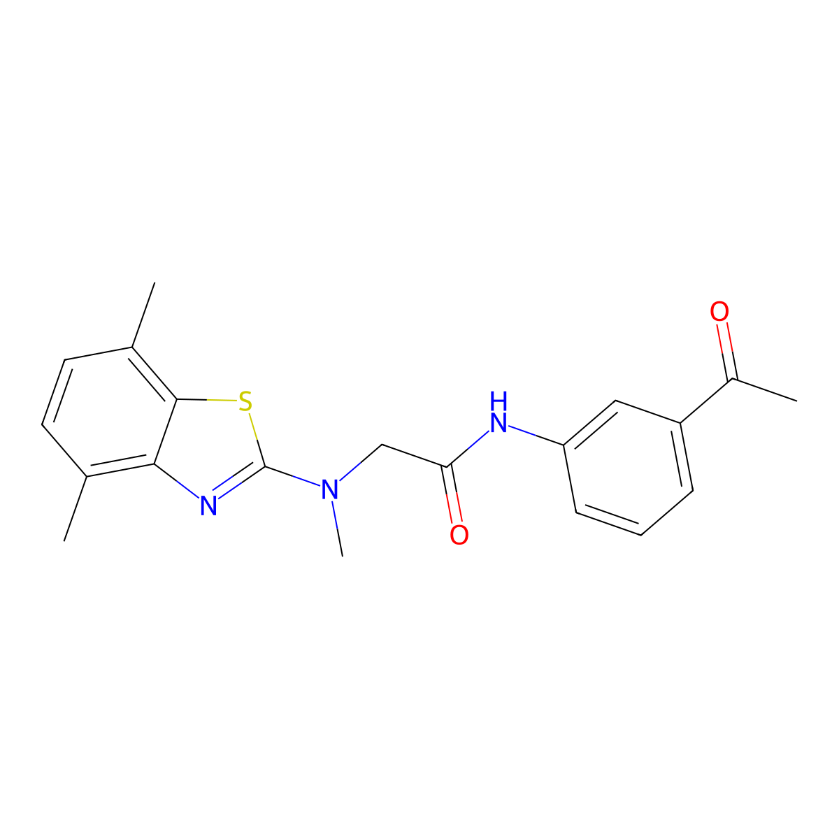 N-(3-acetylphenyl)-2-((4,7-dimethylbenzo[d]thiazol-2-yl)(methyl)amino)acetamide molecular structure, CAS 1351612-13-9