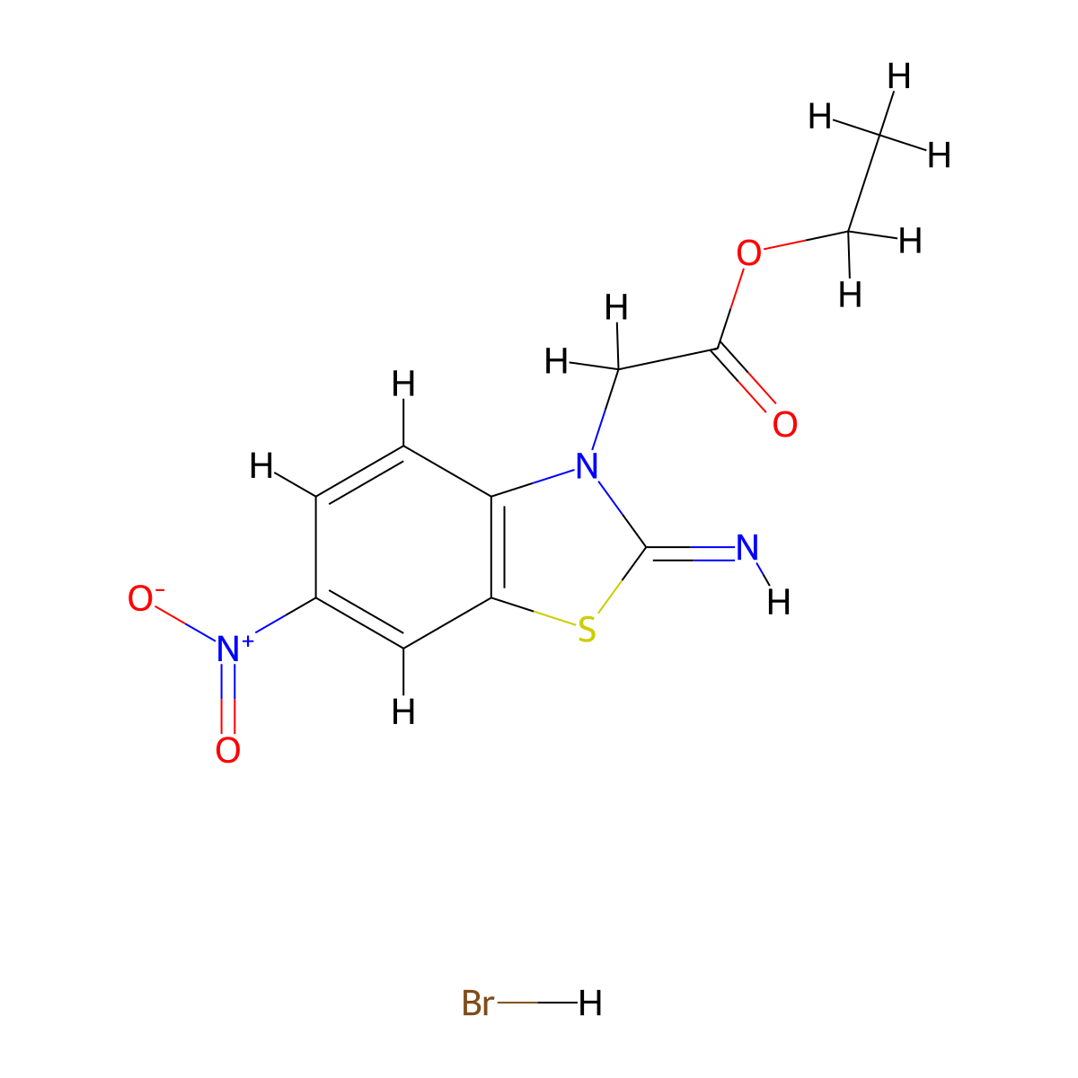 ethyl 2-(2-imino-6-nitrobenzo[d]thiazol-3(2H)-yl)acetate hydrobromide molecular structure, CAS 1351612-15-1